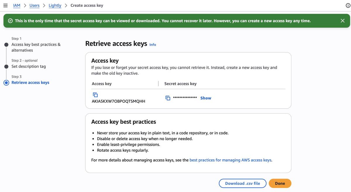 Retrieve access keys