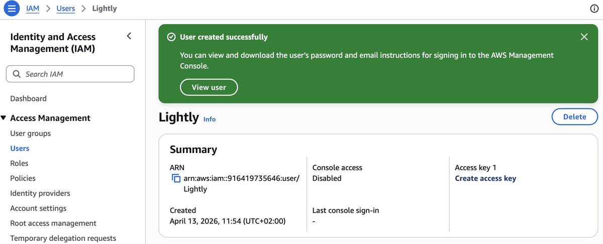 User created successfully